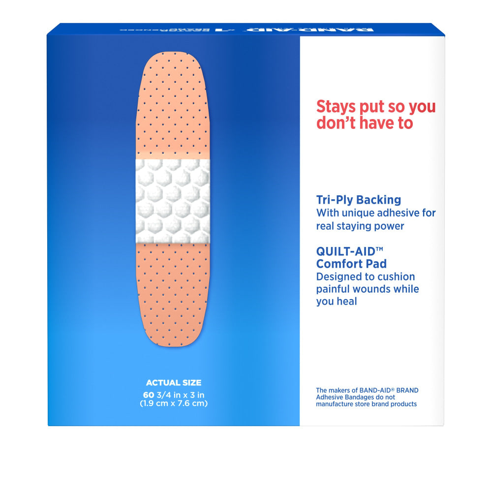 BAND-AID Brand TRU-STAY Plastic Strips Adhesive Bandages, All One Size, Box of 60