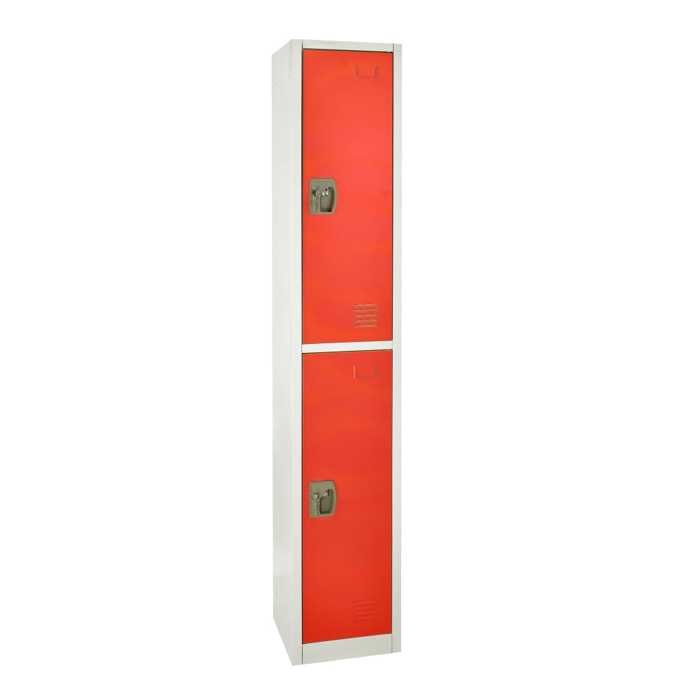 Alpine 2-Tier Steel Lockers, 72inH x 12inW x 12inD, Red, Set Of 4 Lockers