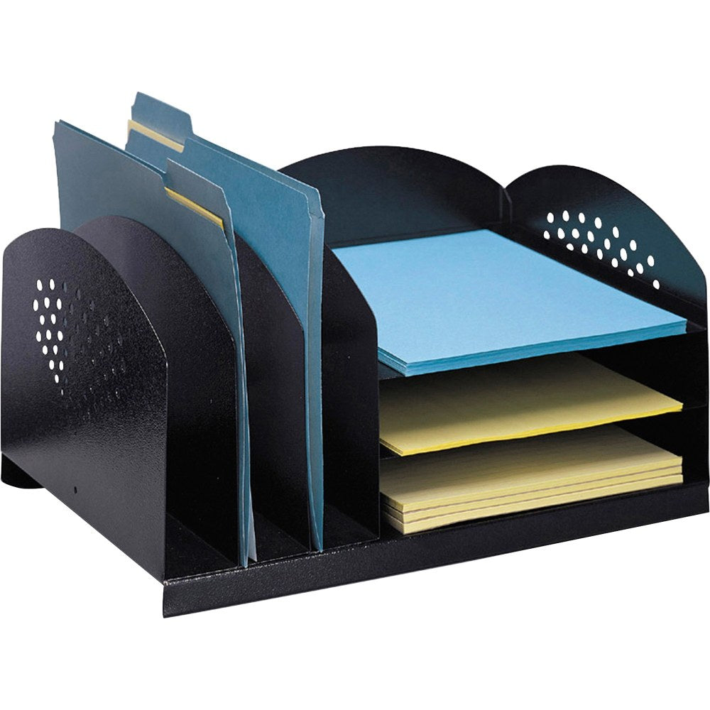 Safco 3 & 3 Combination Rack Desktop Organizers - 6 Compartment(s) - 3 Divider(s) - 3 Tier(s) - 8.3in Height x 16.3in Width x 11.3in DepthDesktop - Powder Coated - Black - Steel - 1 Each