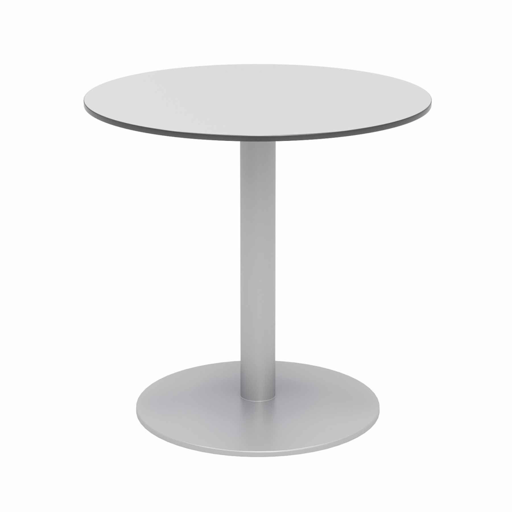 KFI Studios Eveleen Round Outdoor Bistro Patio Table, 41inH x 30inW x 30inD, Fashion Gray/White