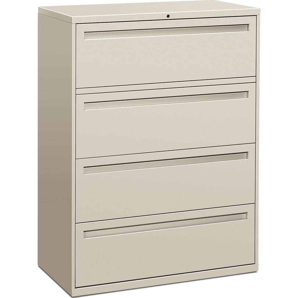 HON Brigade 700 42inW x 19-1/4inD Lateral 4-Drawer File Cabinet, Light Gray