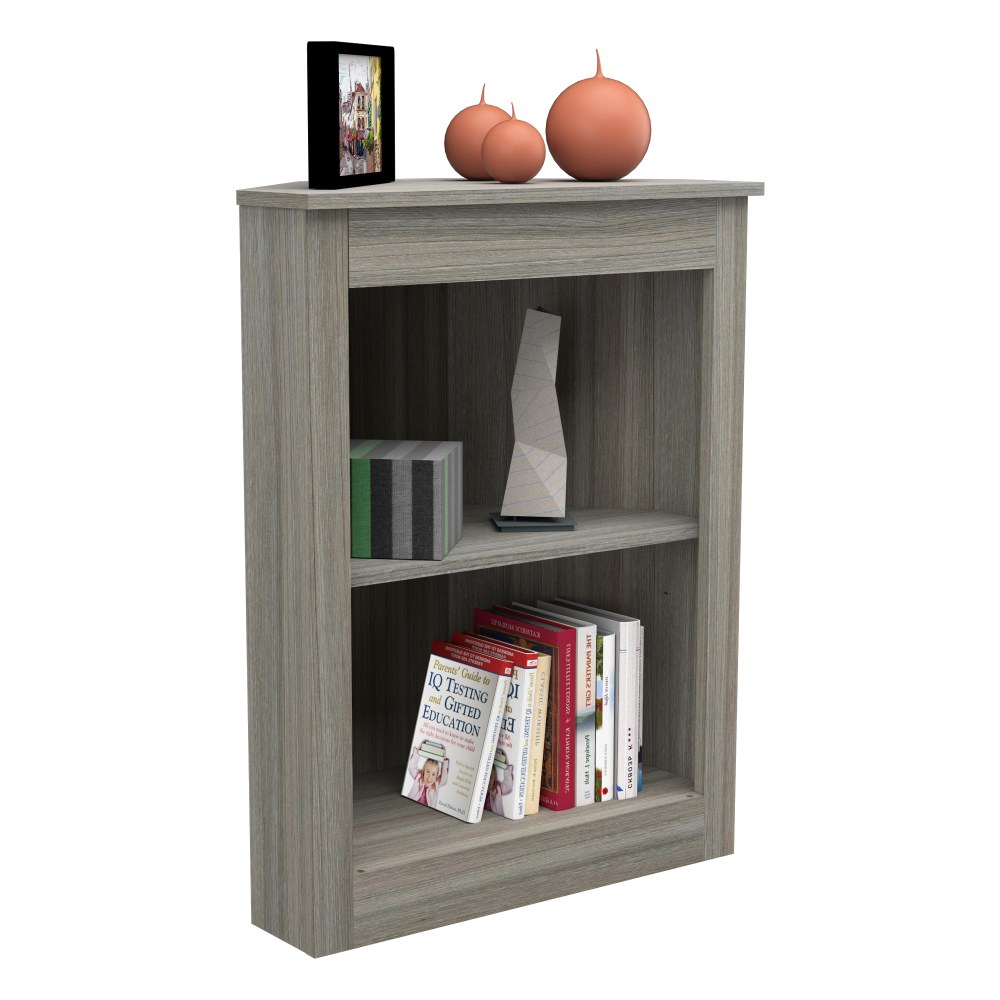 Inval America 32inH 2-Shelf Corner Bookcase, Smoke Oak