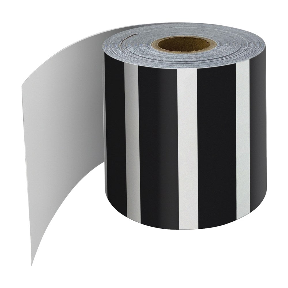 Carson-Dellosa Education Rolled Straight Border, Black And White Vertical Stripes, 65' Per Roll, Pack Of 3 Rolls