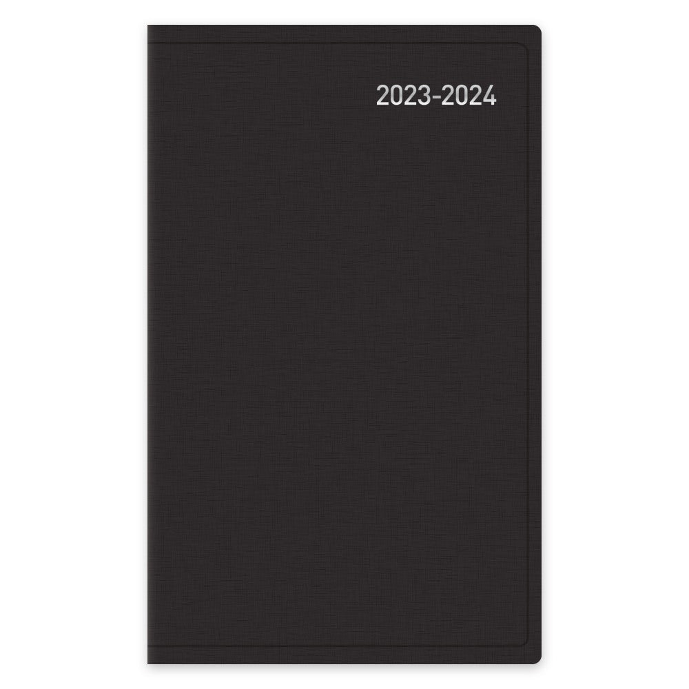 2023-2024 Office Depot Brand Weekly Academic Planner, 4in x 6-3/8in, 30% Recycled, Black, July 2023 to June 2024