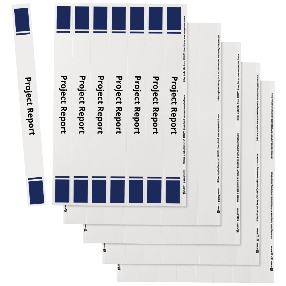 Avery Binder Spine Inserts, 89103, For 1in Ring Binders With 1.4in Spine Width, White, Pack Of 40