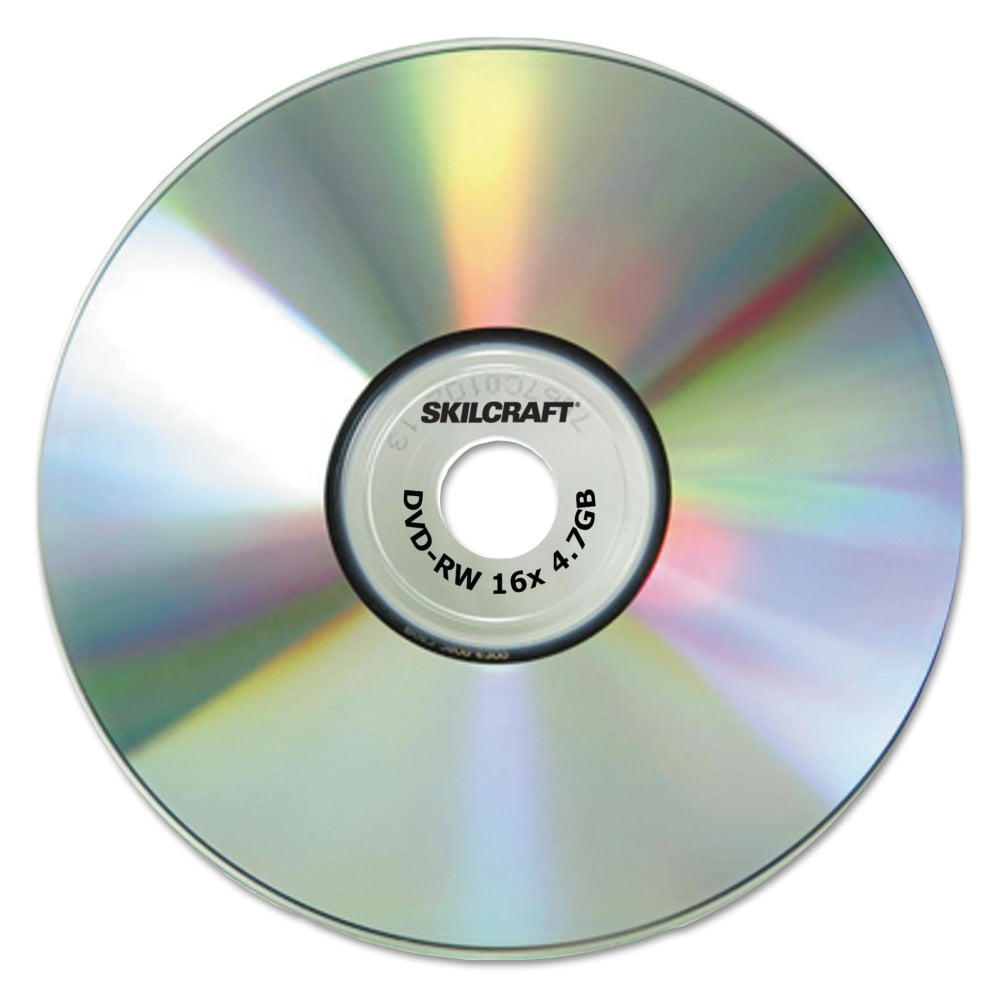 SKILCRAFT Branded Attribute DVD-RW Media Discs, Pack Of 5 Discs (AbilityOne 7045015155371)