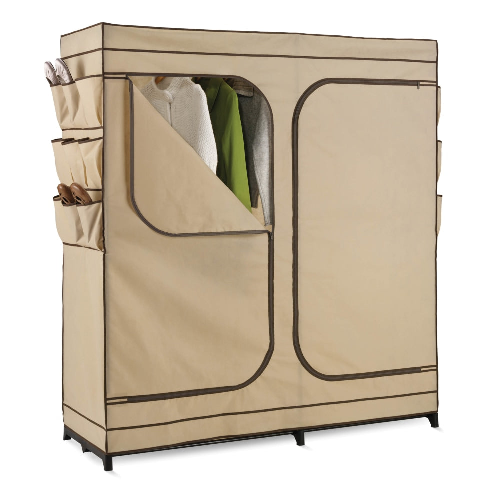 Honey-Can-Do Portable Cloth Wardrobe, 64inH x 60inW x 19 3/4inD, Khaki