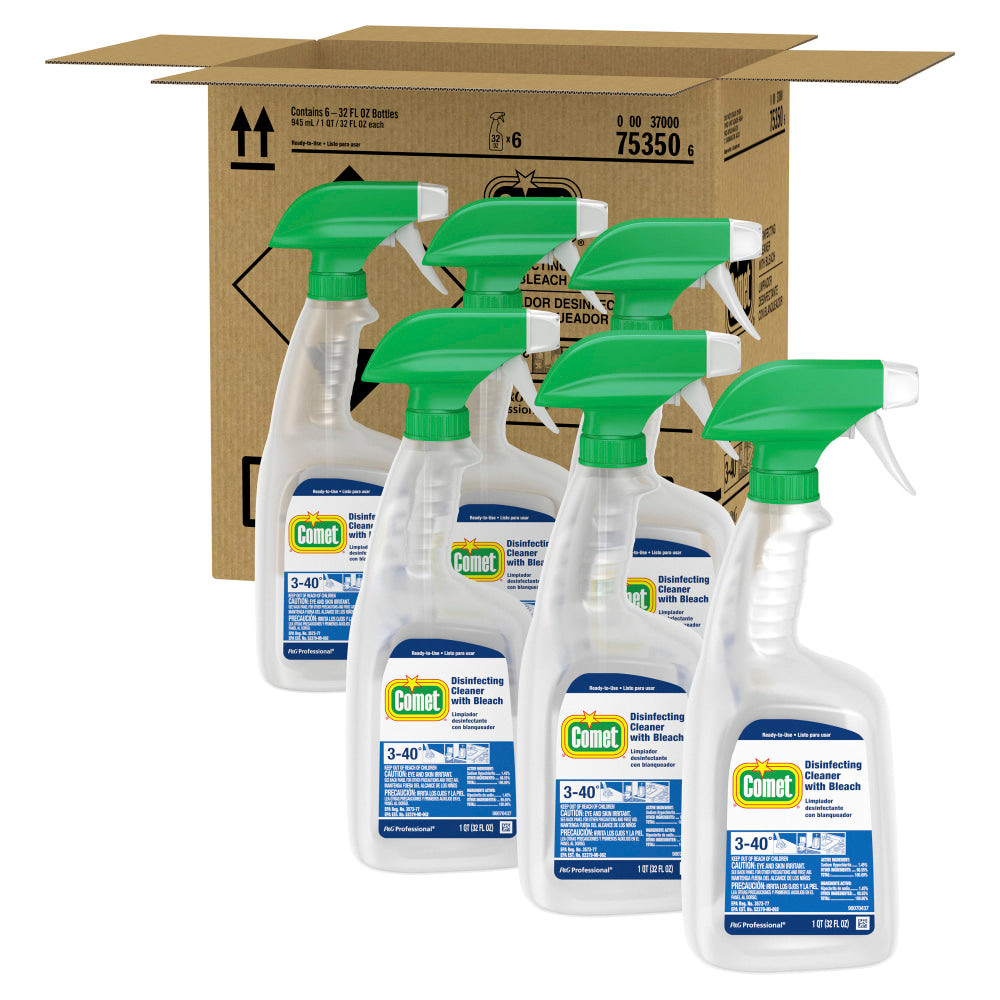 Comet Professional Disinfecting Cleaner With Bleach, 32 Oz Per Bottle, Case Of 6 Bottles