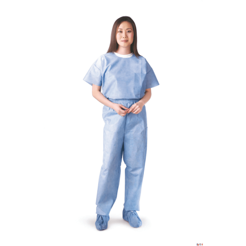 Medline Disposable Elastic-Waist Scrub Pants, 3X, Blue, Case Of 30