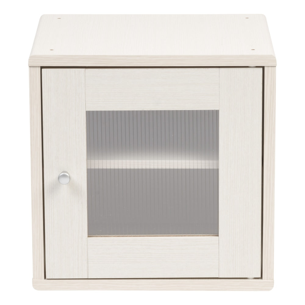 IRIS 14inH Cube Storage With Window Door, White Pine