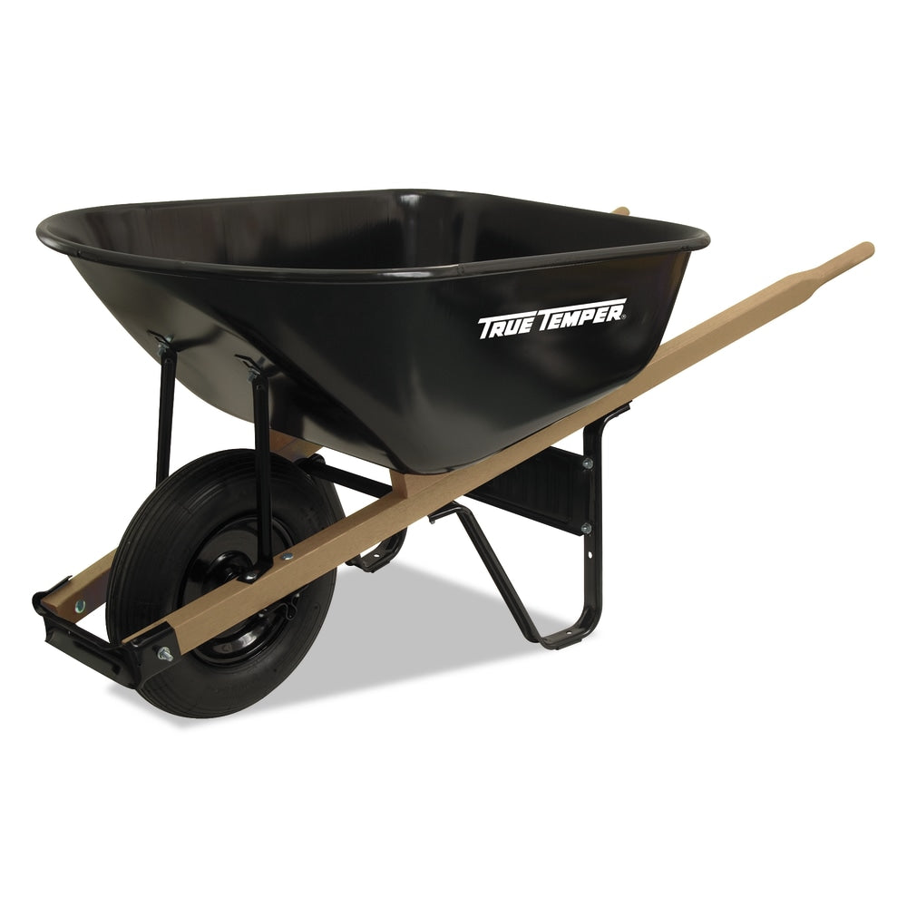 Jackson Steel Medium Duty Wheelbarrows, 6 cu ft, Smooth, Oilube Bearing, Black