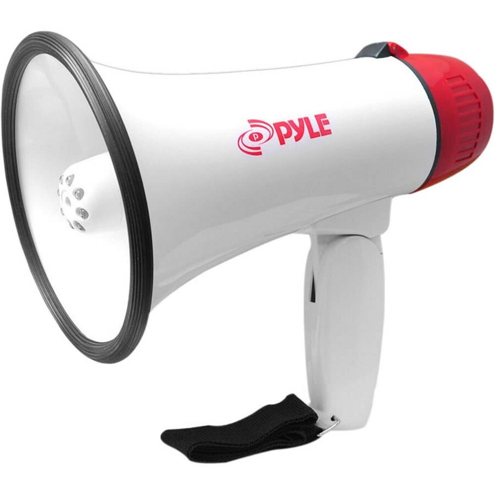 PyleHome 30W Mini Compact Megaphone/Bullhorn, 9-1/4inH x 5-3/4inW x 5-3/4inD, White/Red