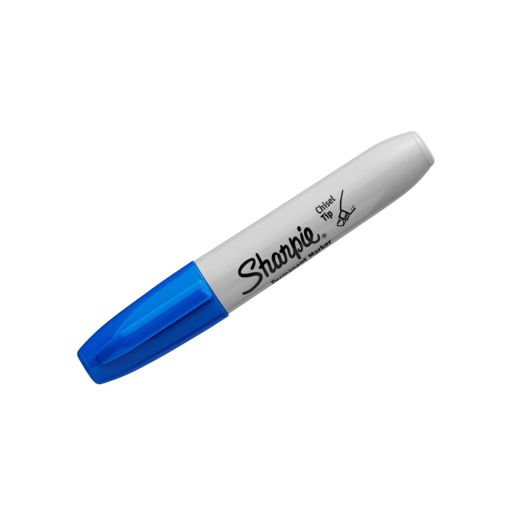 Sharpie Chisel-Tip Permanent Markers, Blue, Pack Of 12