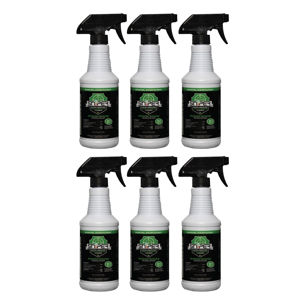 Sniper Hospital Disinfectant Odor Eliminator & All-Purpose Cleaner Spray, 16 Oz, Case Of 6 Bottles