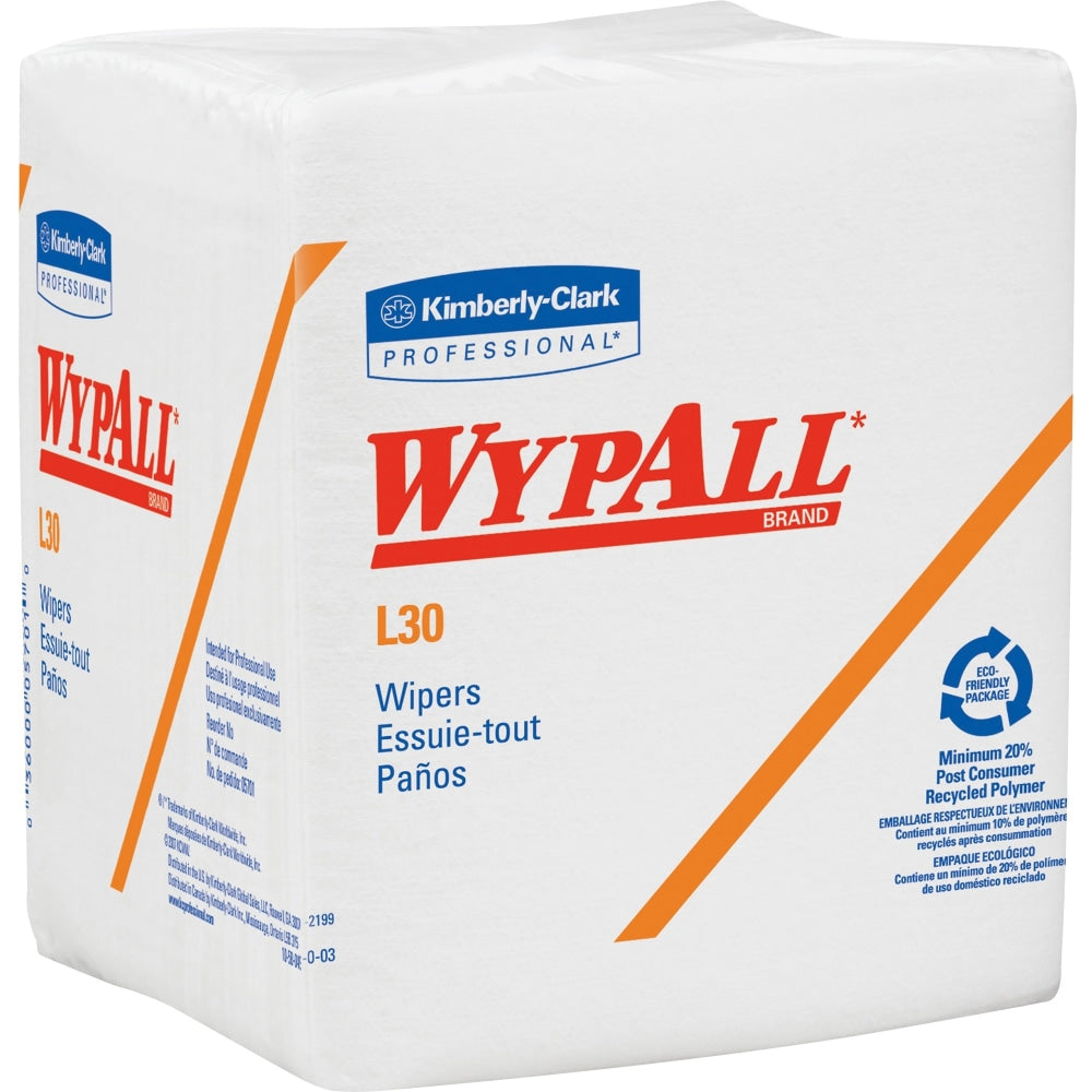 Wypall L30 Light Duty Wipers - Quarter-fold - 12.50in x 12in - White - Light Duty - For Face, Hand - 90 Quantity Per Pack - 1 / Pack