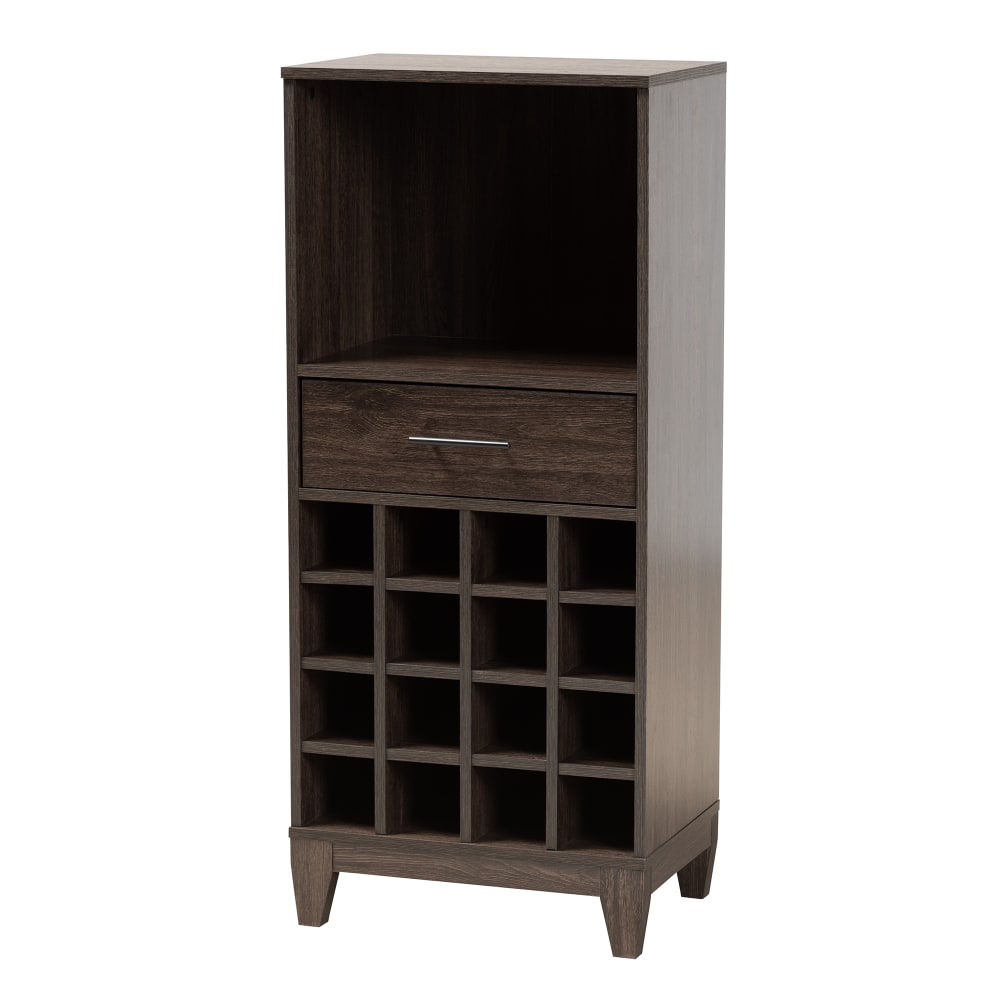 Baxton Studio Modern And Contemporary 46inH 1-Drawer Wine Storage Cabinet, Dark Brown