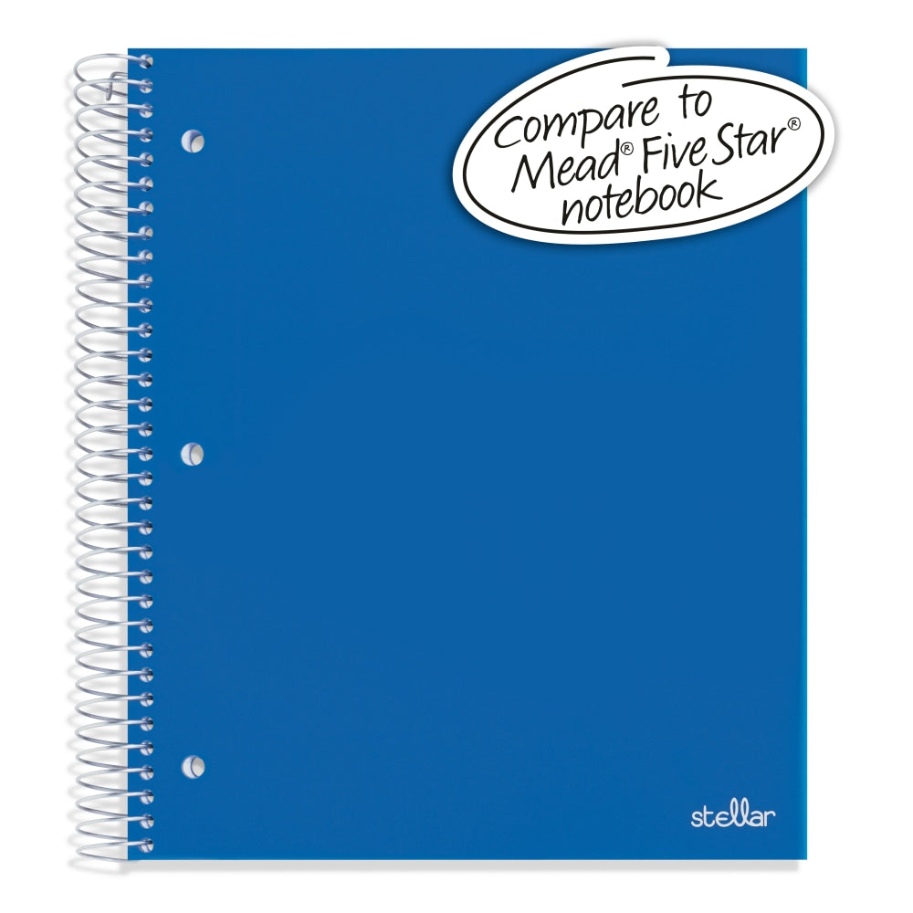 Office Depot Brand Stellar Poly Notebook, 8-1/2in x 11in, 5 Subject, College Ruled, 200 Sheets, Blue