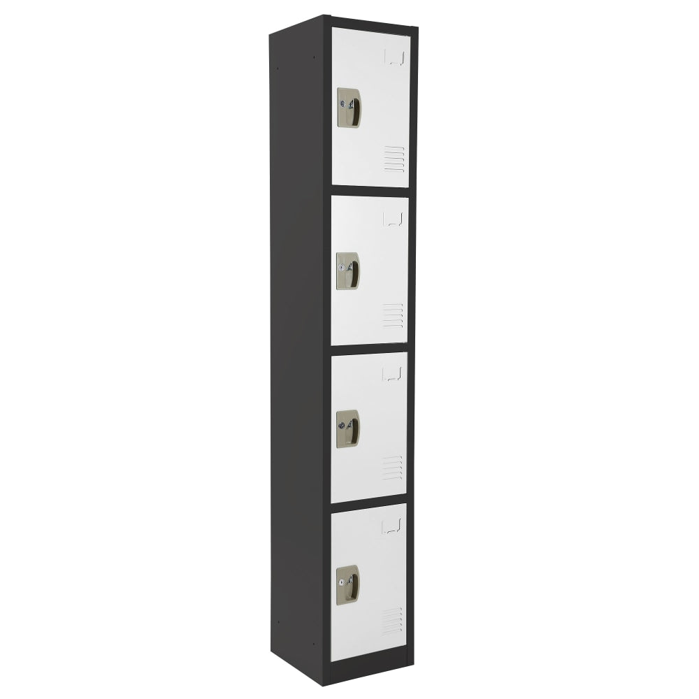 Alpine AdirOffice 4-Tier Steel Locker, 72inH x 12inW x 12inD, Black/White