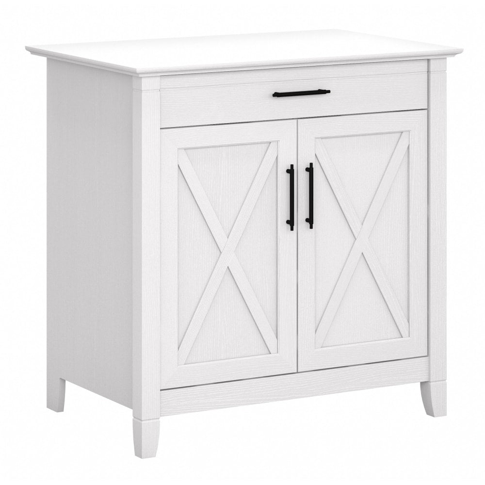 Bush Furniture Key West 30inW Secretary Desk With Keyboard Tray And Storage Cabinet, Pure White Oak, Standard Delivery