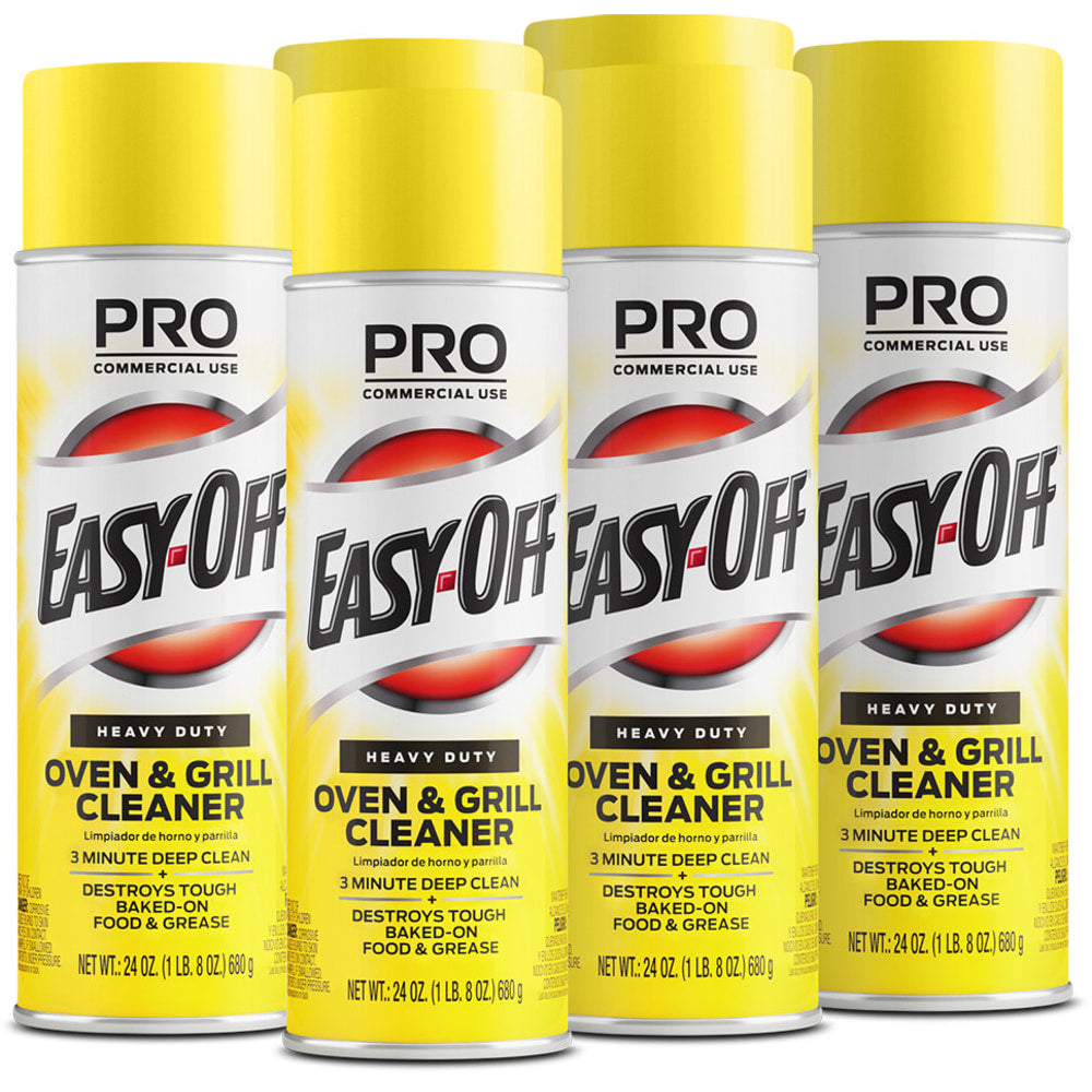 Professional Easy-Off Heavy Duty Oven & Grill Cleaner - 24 fl oz (0.8 quart) - Lemon Floral ScentAerosol Spray Can - 6 / Carton - White