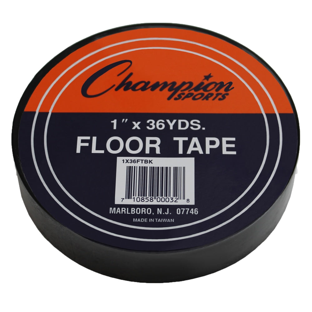 Champion Sports Floor Marking Tape, 1in x 36 yd., Black, Pack Of 6 Rolls