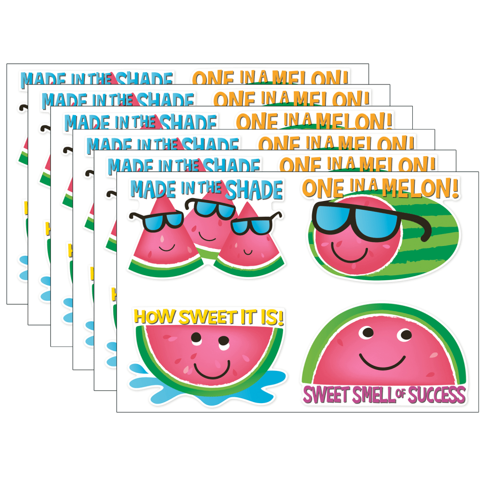 Eureka Jumbo Scented Stickers, Watermelon, 12 Stickers Per Pack, Set Of 6 Packs