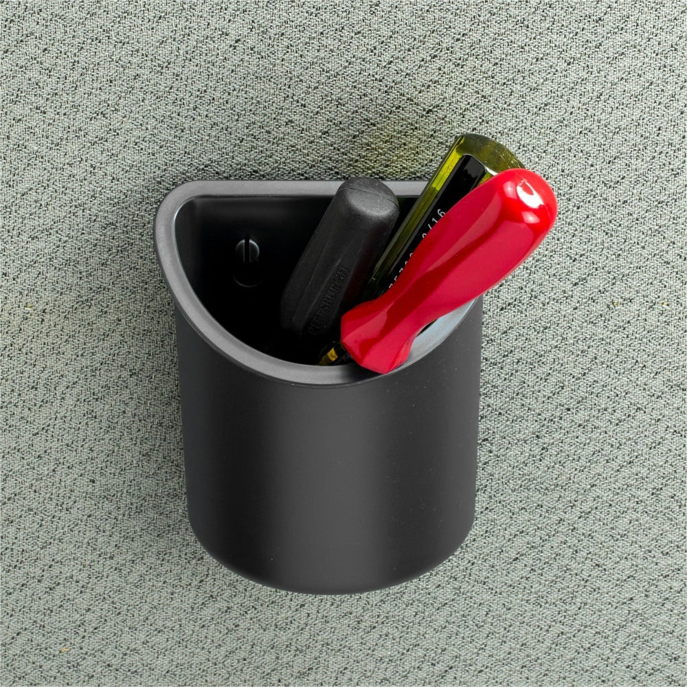 Lorell Plastic Mounting Pencil Cup, 30% Recycled, Black