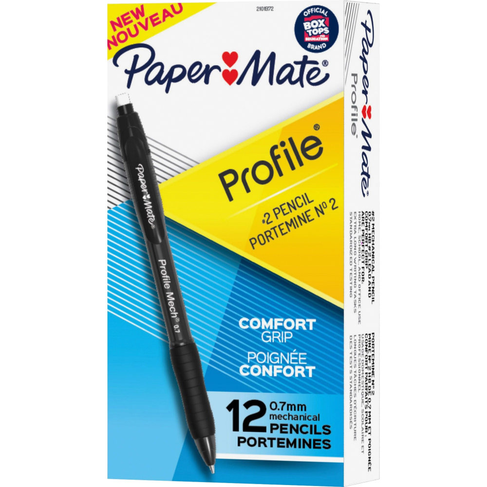 Paper Mate Profile Refillable Mechanical Pencils, 0.7 mm, Black Barrels, Pack Of 12