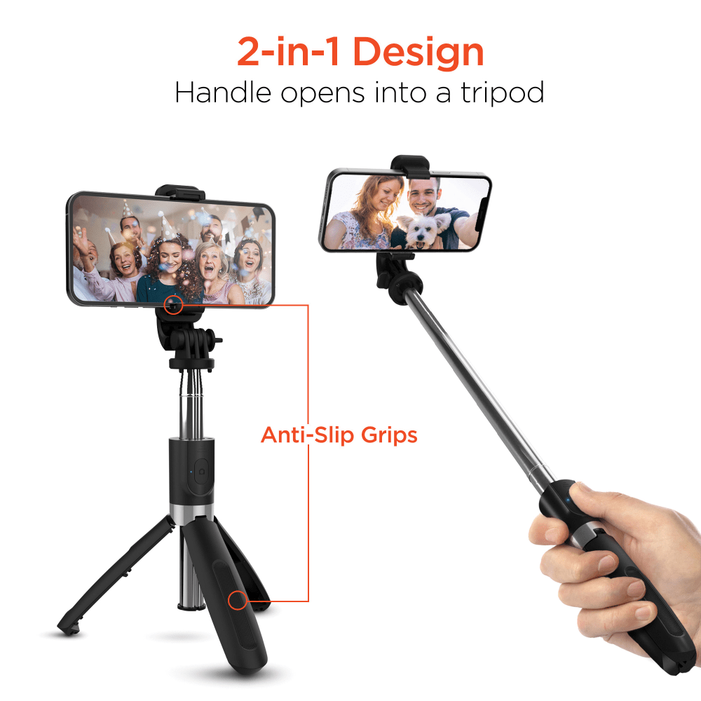 HyperGear SnapShot Wireless Selfie Stick, 7-1/2inH x 1-7/16inW x 1-13/16inL, Black, HPL15437