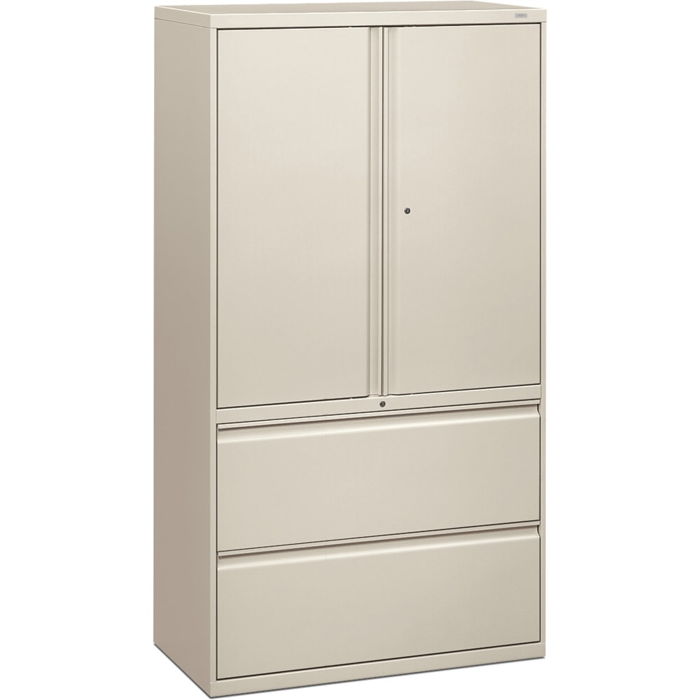 HON 800 Series Storage Cabinet With Lateral File, 36in Wide, Light Gray