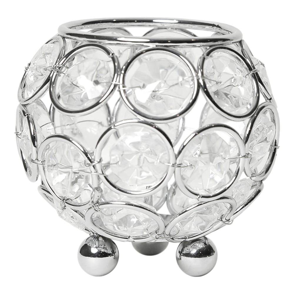 Elegant Designs Elipse Crystal Circular Bowl, 3inH x 3inW x 3inD, Chrome