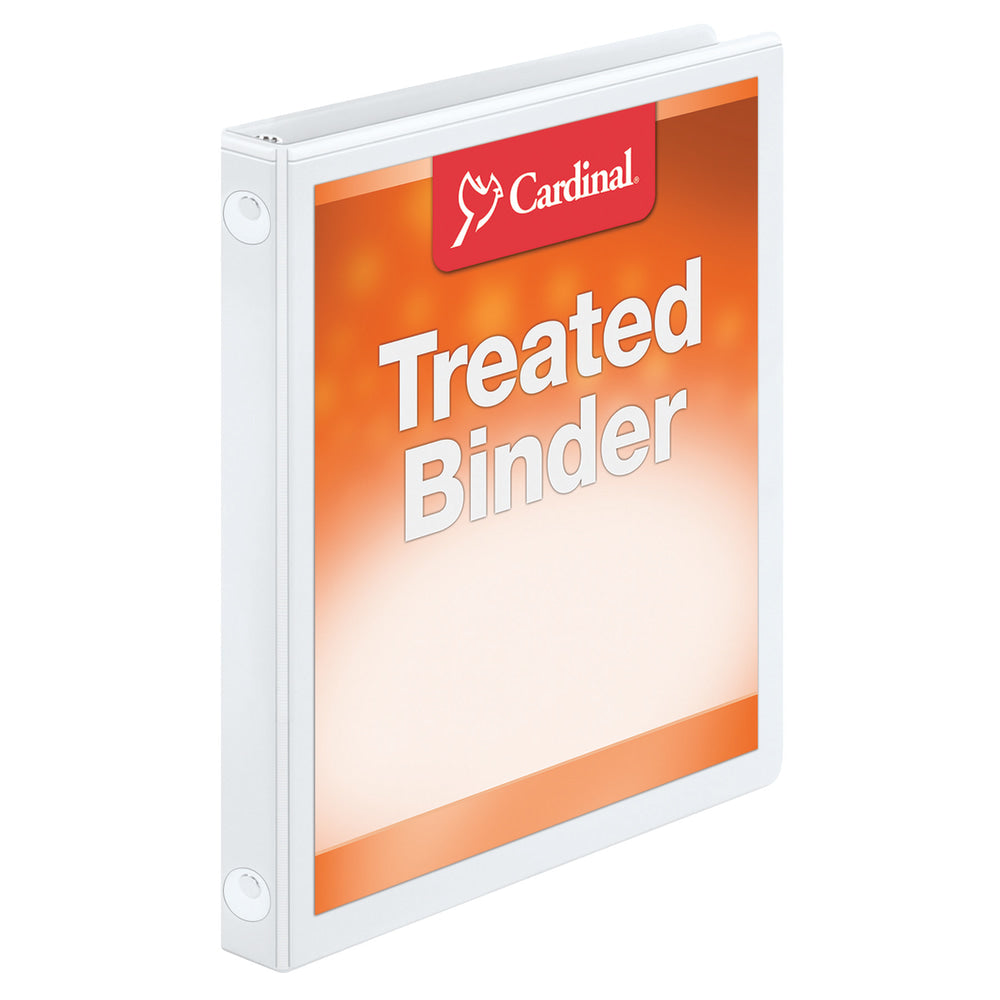 Cardinal Treated ClearVue Locking 3-Ring Binder, 5/8in Round Rings, 52% Recycled, White