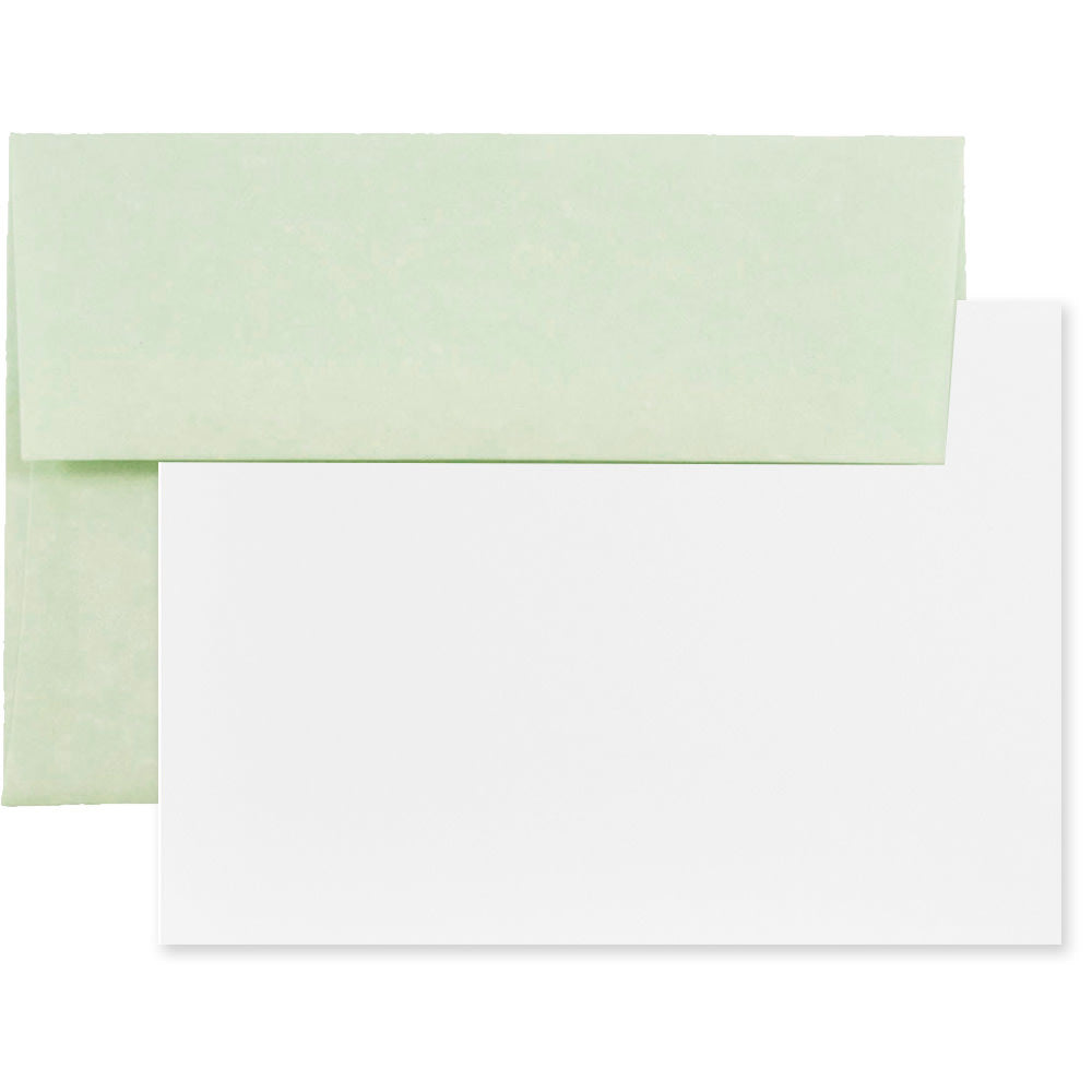 JAM Paper Stationery Set, 4 3/4in x 6 1/2in, 30% Recycled, Green/White, Set Of 25 Cards And Envelopes