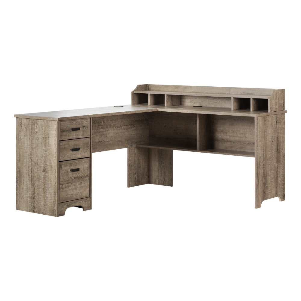 South Shore Versa 60inW L-Shaped Computer Desk, Weathered Oak