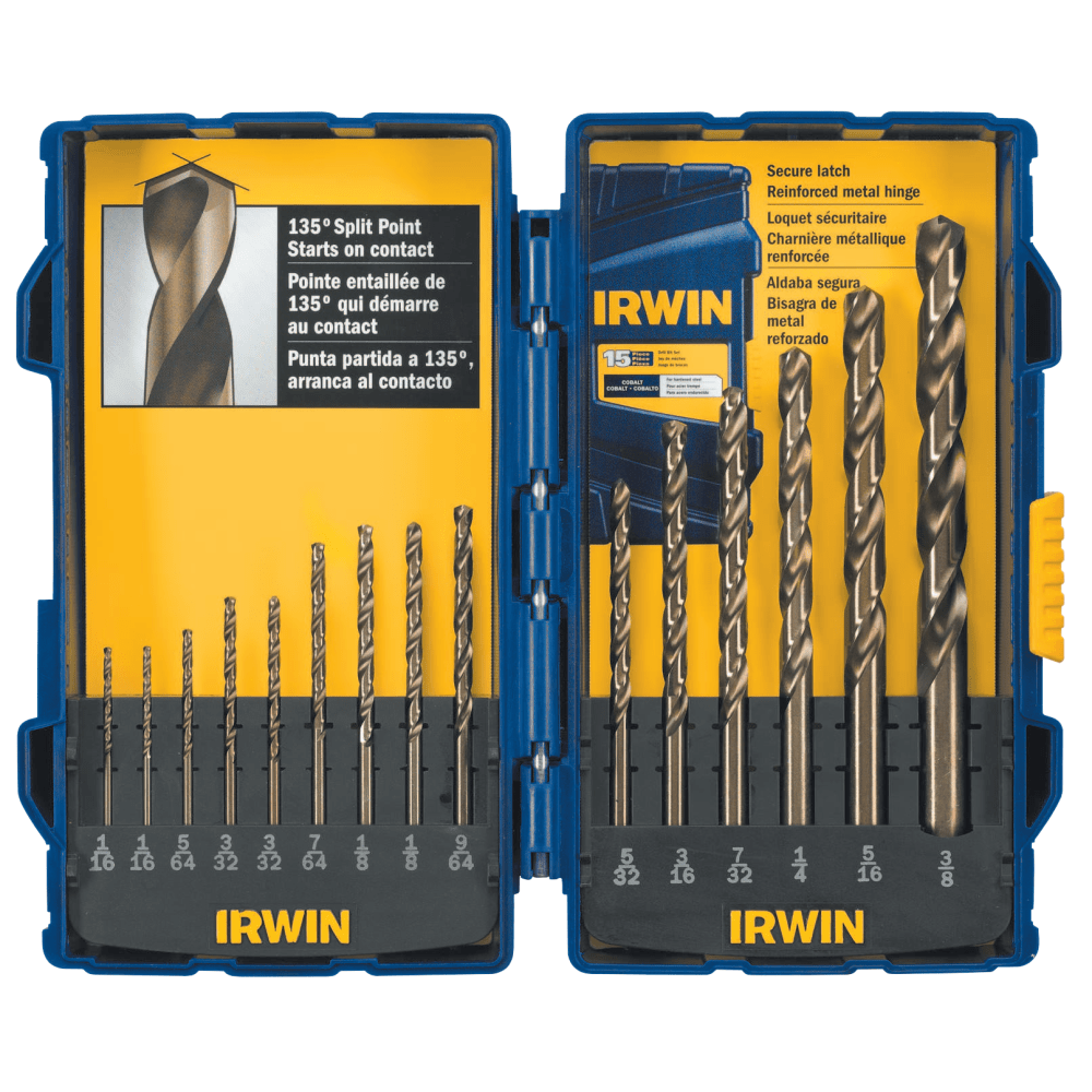 IRWIN Cobalt High Speed Steel Drill Bit Set, 15-Bits