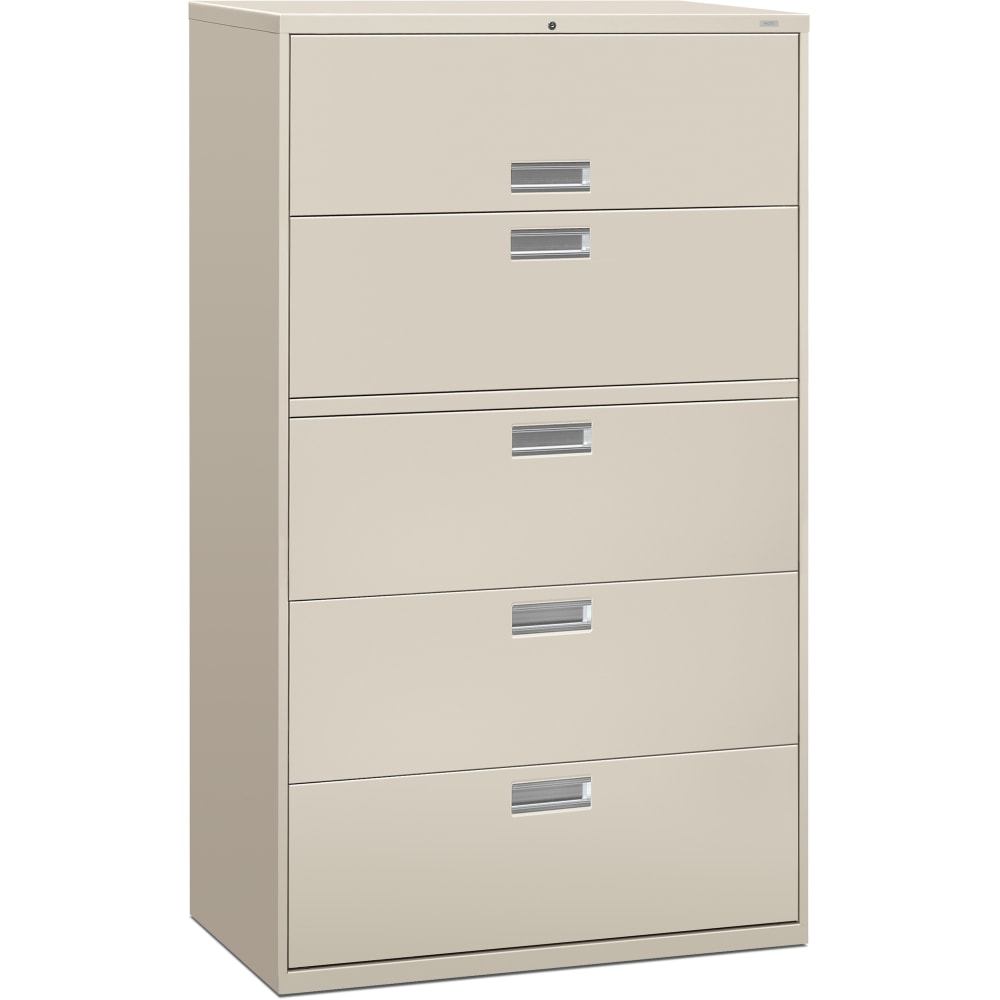 HON Brigade 600 42inW x 19-1/4inD Lateral 5-Drawer File Cabinet, Light Gray