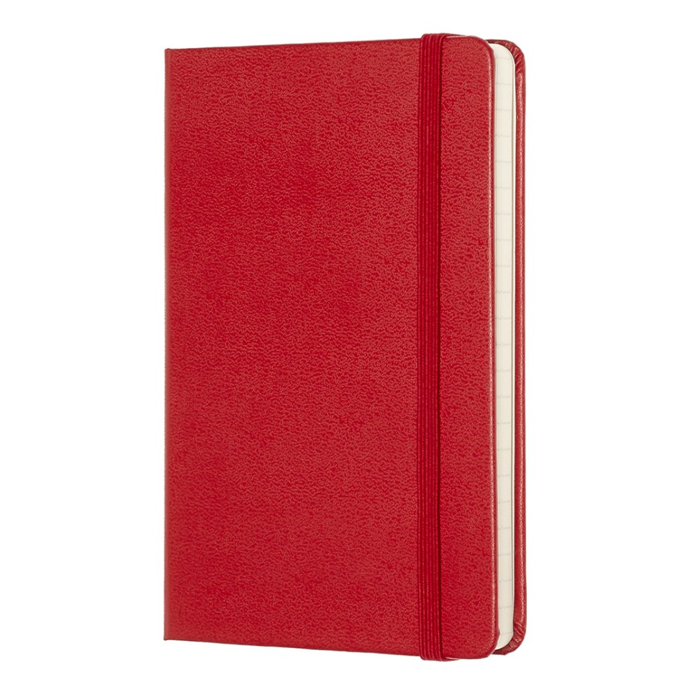 Moleskine Classic Hard Cover Notebook, 3-1/2in x 5-1/2in, Ruled, 192 Pages, Red