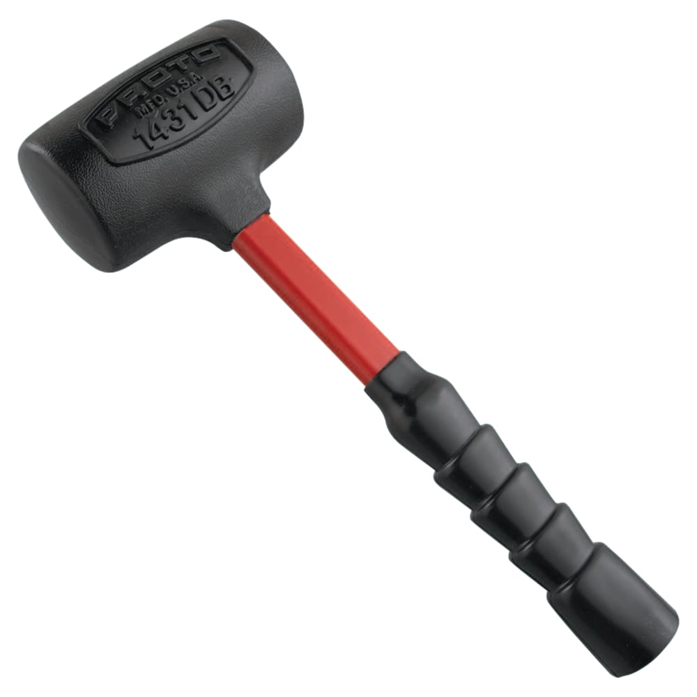 Dead Blow Hammer, 4 lb Head, 2-7/8 in Dia., 14-3/8 in Handle, Black/Red