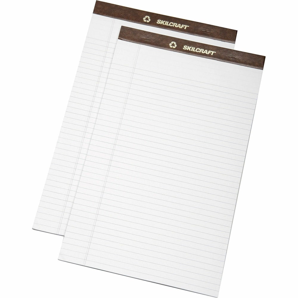 SKILCRAFT 30% Recycled Perforated Writing Pads, 8 1/2in x 14in, White, Legal Ruled, Pack Of 12 (AbilityOne 7530-01-372-3109)