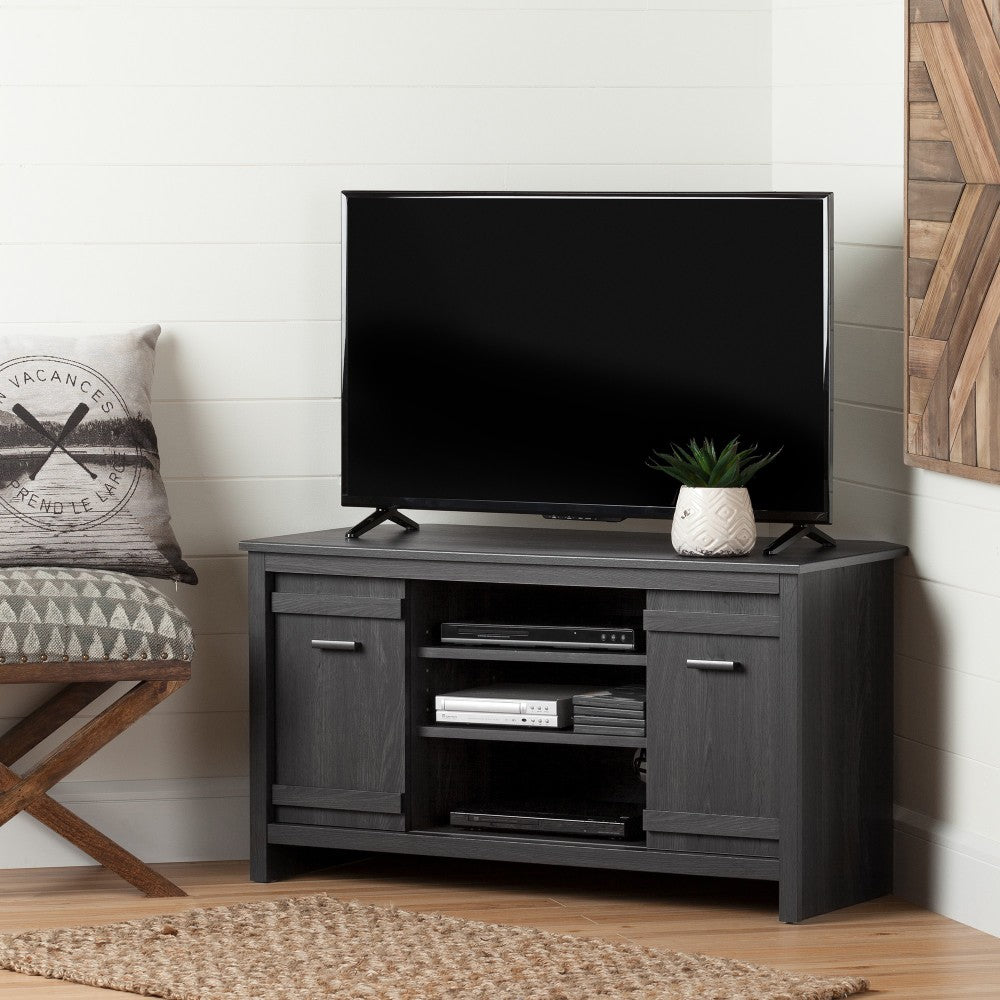 South Shore Exhibit Corner TV Stand For TVs Up To 42in, Gray Oak