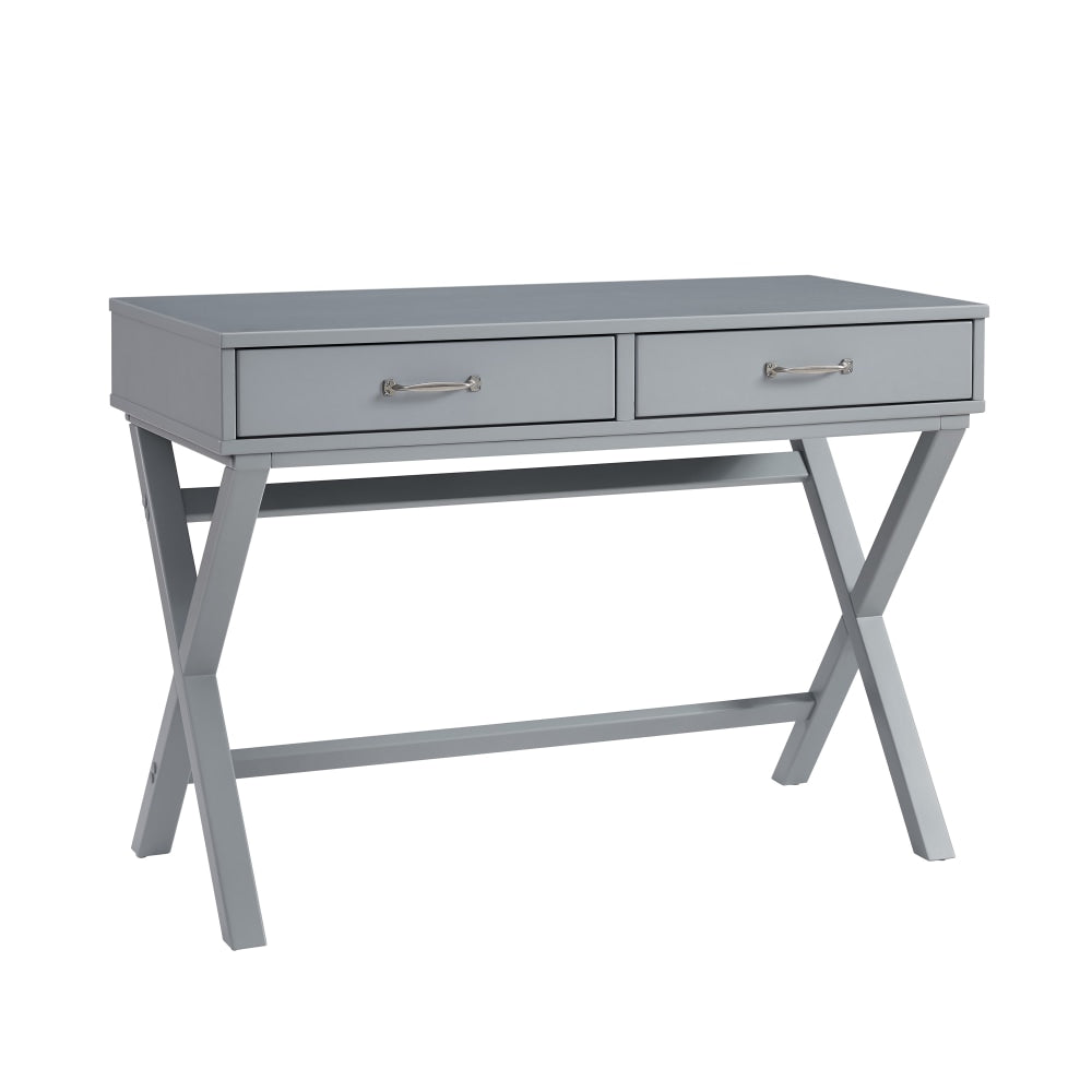 Linon Frances 42inW Home Office Computer Desk With Drawers, Gray