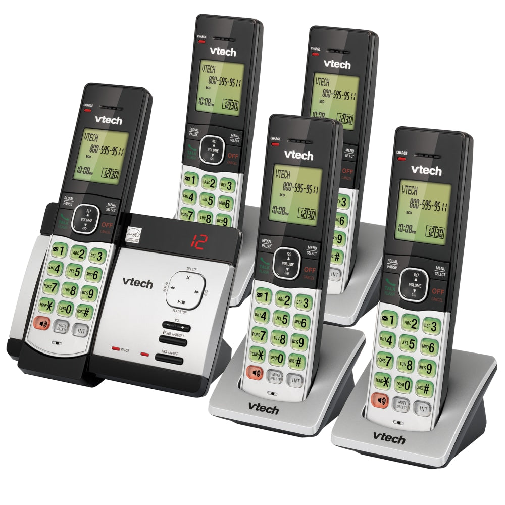 VTech CS5129-5 5-Handset DECT 6.0 Cordless Phone System With Digital Answering System, 80-0200-00