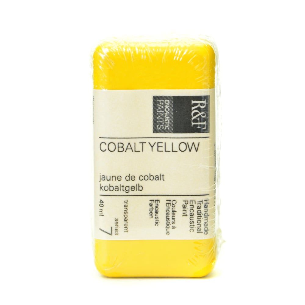 R & F Handmade Paints Encaustic Paint Cake, 40 mL, Cobalt Yellow