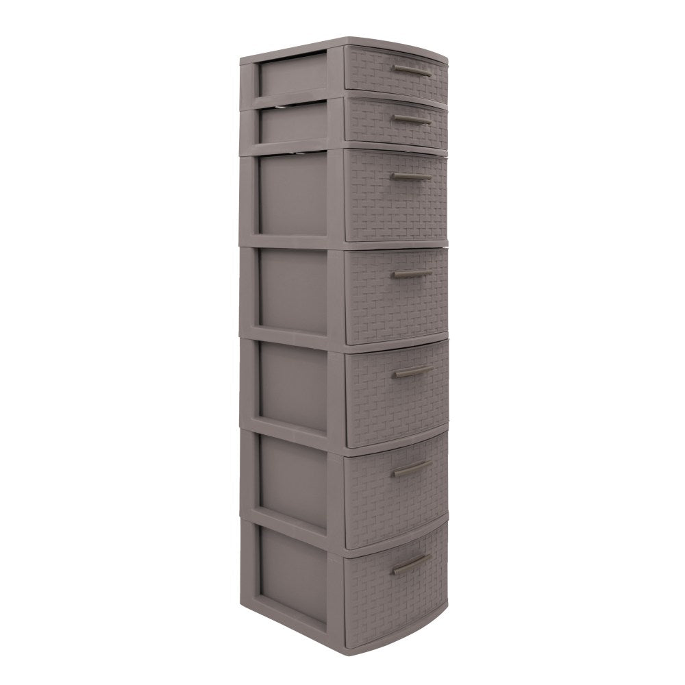 Inval 7-Drawer Tall Storage Cabinet, 47-1/4in x 12-1/2in, Taupe