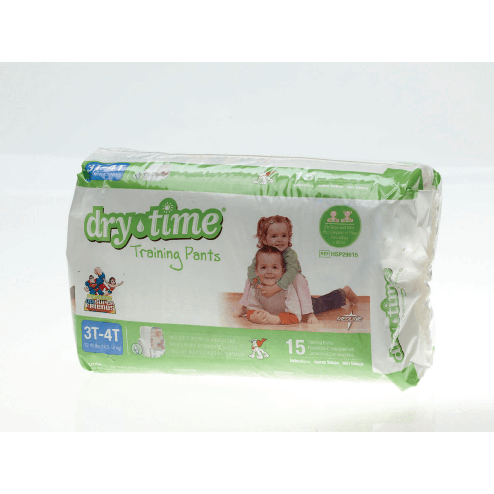 DryTime Disposable Training Pants, Large, 32 - 40 Lb, White, 15 Training Pants Per Bag, Case Of 8 Bags