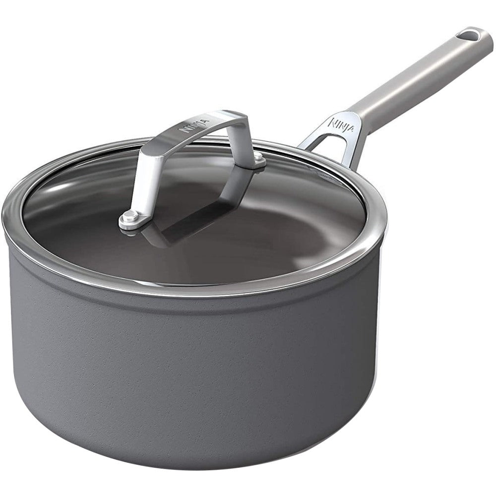 Ninja Foodi NeverStick Premium Saucepan With Glass Lid, 3.5 Qt, Gray