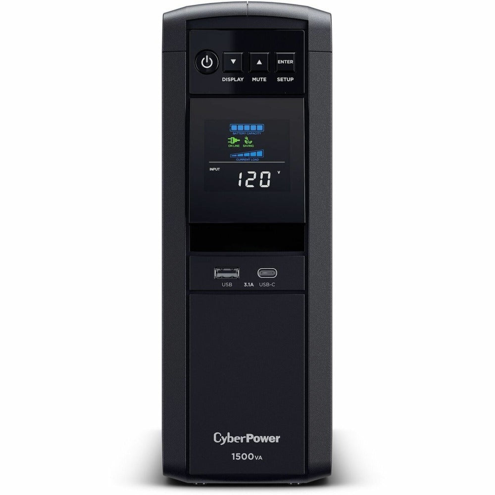 CyberPower CP1500PFCLCD UPS 1500VA 1000W PFC compatible Pure sine wave - 1500VA/900W - Tower - 2 Minute Full Load - 10 x NEMA 5-15R