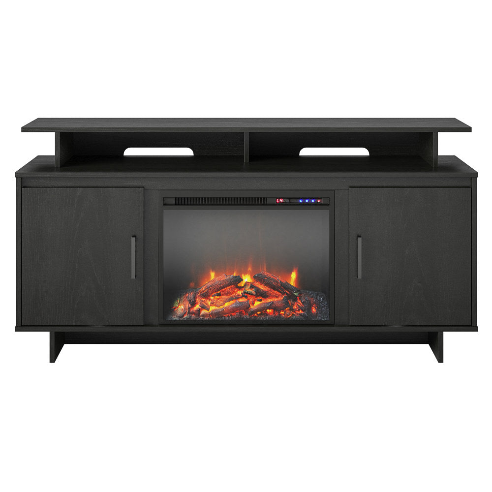 Ameriwood Home Merritt Avenue Electric Fireplace TV Console For 74in TVs, Black