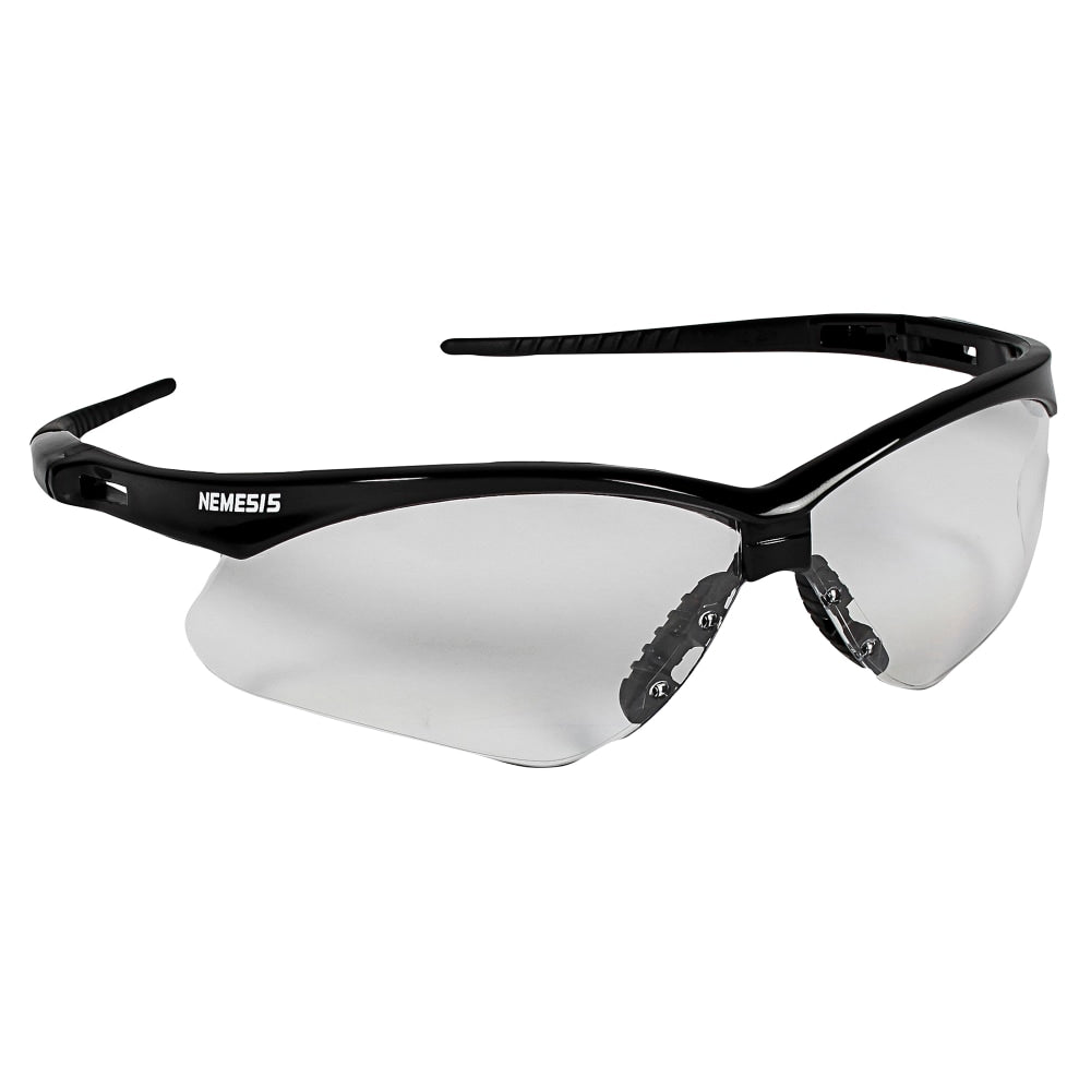 Kleenguard V30 Nemesis Safety Eyewear with KleenVision - Universal Size - Ultraviolet Protection - Clear Lens - Black Frame - Wraparound Frame, Anti-fog, Lightweight, Slip Resistant, Neck Cord - 1 Each