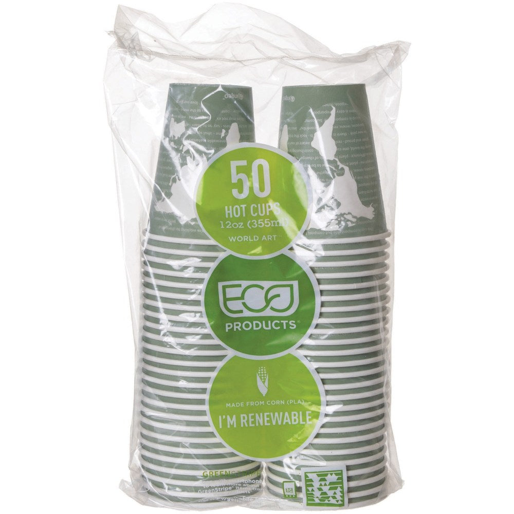 Eco-Products World Art, Hot Cups, 12 Oz, Pack Of 50